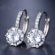 2pcs Stud Earrings Hoop Earrings For Women's Cubic Zirconia Citrine Wedding Party Casual Zircon Alloy Solitaire Round Cut Graduation
