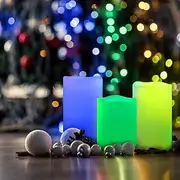Set of 3 LED Candle lights Multi-Color Changing Real Wax Ivory Pillar Candles (4'' 5'' 6'') with 18-Key Remote and Timer Control Realistic Flameless Flicker Mo
