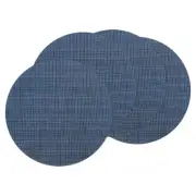 4 Pcs Placemats, 13.7 Inch PVC Table Mats, Vertical Texture Surface, Dark Blue