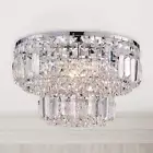 Modern Chrome Crystal Flush Mount Chandelier Lighting LED Ceiling Light Fixture