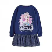 Frozen Girls Elsa Casual Dress Navy 6-7 Years