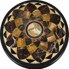 14" round Black marble Coffee Table Top Antique Design Inlay Sofa Side Table