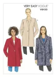 Vogue Sewing Pattern 9133 Misses 16-26 Easy Loose Jacket Collar & Pocket Var