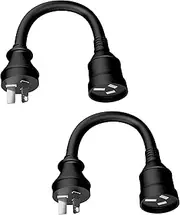 Liyquint 2 Pack 10A to 15A Power Adapter Cord - Heavy Duty Waterproof Electric Vehicle Charging Cable for EV, RV, Camper, Van & Trailer | Portable 20cm Car Adapter Accessory (Black)