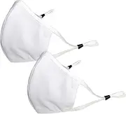 ECOMADE ARENA Reusable Washable Fashion Cloth Mesh Face Covering Mouth Cover for Big Head Face Hot Weather Summer for Adjustable Earloops with Filter Pocket, Made in Korea, White, Large, 2-Pack