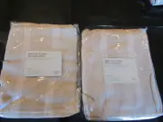 2 West Elm Sheer Linen Cotton Mini Stripe Curtains drapes Natural White 48 108