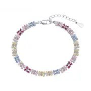 ANYCO Bracelet Jewelry S925 Sterling Silver 17cm Rainbow Bracelet Colorful Baguette Diamond Tennis Bracelets Women