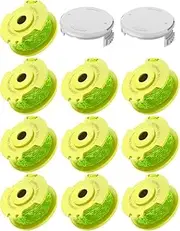 AC80RL3 Replacement Trimmer String Spool & Cover Caps Compatible with Ryobi One Plus+ 18V 24V 40V Cordless Trimmers – 11 FT/0.080-Inch Auto-Feed Weed Wacker String (10 Spools + 2 Caps)