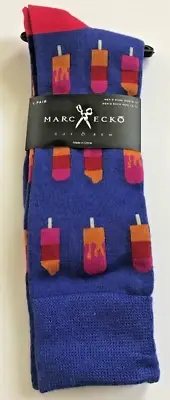 Ice Cream Popsicles Socks Marc Ecko Blue Men's Casual Dress New