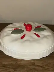 Vintage Deep Dish 1990 Cherry Pie Plate With Lid. 10"