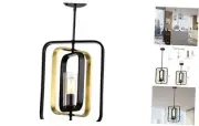 Modern Chandeliers for Dining Room,Metal Glass Black and Gold Black&Gold