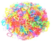 500 PC MEDIUM C CHAIN LINKS PLASTIC NEON TOY BIRD PARTS KID DIY CLEAR COLOR 4289