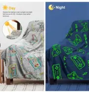 Glow In The Dark Flannel Blanket With Game Controller Design Throw 50" x 60"