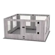 Indoor Dog Pen Tempered Glass Kennel w/ Pad