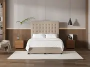 My Style Buttoned Headboard & Drawer Base - Double / Natural / Drawer Base