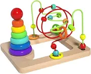 LeeQinersw Wooden Bead Maze Toy Counting Hand Eye Coordination 2 in 1 for Children Kids