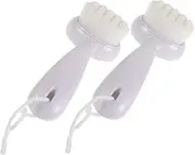 TOGEVAL 2pcs Face Exfoliator Brush Manual Facial Cleansing Brush Soft Bristles for Deep Cleansing Blackhead Removal Long Handle