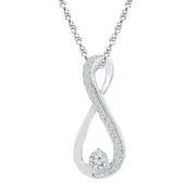 14k White Gold Round Diamond Infinity Pendant 1/4 Cttw