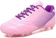 [DAZFE] Boys Football Boots Kids Football Shoes Cleats Boys Girls Trainers FG/AG Athletics Training Sport Running Shoes, Purple Pink, 3 UK