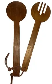 Vintage Goodwood 12" Teak Wood Salad Serving Set Spoon & Fork MCM Mid Century