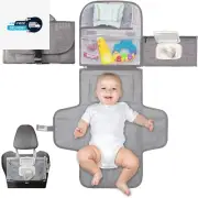 Epzia Portable Baby Changing Pad with Detachable Travel Mat, Smart Wipes Pocket,