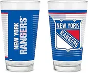 Rico Industries NHL Hockey New York Rangers 16 oz Pint Glasses with Digitally Printed Logo, Set of 2 Classic Drinking Glasses, for Fans, Dishwasher Safe