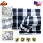 Gingham Blue Twin XL Microfiber Sheet Set - Deep Pockets & Easy Fit