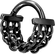 ALACLO Stacked Chain Nose Ring Hoop, Hinged Clicker Septum Rings Lip Piercing Jewelry, 16G 316L Surgical Steel Tragus, Helix, Rook, Daith Cartilage Earring Piercing Jewelry
