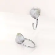 Solid 925 Sterling Silver White Heart Resin Hook Earrings