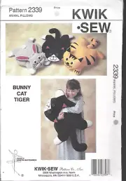KWIK SEW PATTERN #2339-Animal Pillows-BUNNY-CAT-TIGER