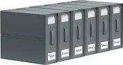 SheetCube Bed Sheet Organizers and Storage 6 Pack, Foldable Linen Closet Organizer with Window and Label, Bedding Folder Storage Box Container for Blanket, Duvet Cover Set, Bed Sheet Set - Grey