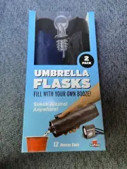 Pack of 2 GoPong Rain or Shine Umbrella Flask 12 Onc Sneak Alcohol Anywear Black