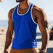 Men's Tank Top Vest Undershirt Sleeveless Shirt Sleeveless U Neck Summer Solid Color Plain Fashion Classic Comfortable Color Block Street Casual Sports Black W