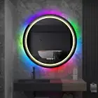 Large Round Lighted Bathroom Mirror RGB Color Changing LED Mirror Dimmable