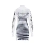 [Jean Paul Gaultier] Jean Paul Gaultier-White Spandex Mesh Printed Feathers Mariniere Mini Dress-Donna XS STAND