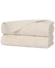 Superior Set of 2 Milo Smart Twist Cotton Medium Weight Solid Ribbed Bath Sheets