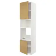 METOD hi cb f oven/micro w 2 drs/shelves, white/Voxtorp oak effect, 60x60x240 cm