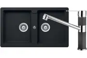 Abey Schock Typos Double Bowl Sink & 400456 Kitchen Mixer Tap Onyx TN200TB