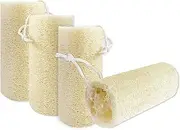 Natural Loofah Sponge (4 Pack), 6“ Organic Loofah Exfoliating Body Scrubber Egyptian Loofa Eco Friendly 100% All Natural Biodegradable luffa Cleaning for Deep Clean Real loofah Bath Shower Men Women