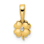14K Yellow & Rhodium White D/C 4 Leaf Clover Pendant