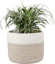 [Oradrem] Woven Cotton Rope Plant Basket for 8" Flower Pot Small Basket for Plants Storage Organizer H7.5 x W8.5