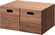 [MUJI] 12381112 Stacking Chest, Width 14.6 x Depth 11.0 x Height 7.3 inches (37 x 28 x 18.5 cm), Half Drawer, 2 Drawers, Walnut Veneer