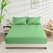 LINENOVA Bamboo King Single Fitted Sheet 1 Piece Only- 2000TC Ultra Soft & Breathable - Ideal for Hot Sleepers - 16" Deep Pocket, Elastic Easy Fit - All-Season Comfort (King Single, Avocado)