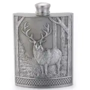 Royal Selangor Hand Finished Woodland Collection Pewter Polished Stag Hip Flask