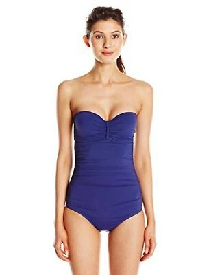 Skye Women's Veronica Molded Cup Bandeau One Piece Swimsuit, So Soft Ultramar...