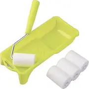Ｂｅｓｇａ Mini Paint Rollers Sponge Roller Brush Paint Roller with Tray Roller for Painting for Art Project Cabinet Door Paintwork Home, 6 set Green