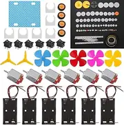 6 Set DC Motor Kit, Rectangular Electric 1.5-3V 24000RPM Mini Motor with 86 Pcs Plastic Gears, 2 x AA Battery Holder,Motor Mounting Bracket,Boat Rocker Switch,Shaft Propeller for DIY Science Projects