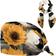 [YTYVAGT] Scrub Caps Women,Scrub Hats Suitable for Women,Animal Panda Bear Sunflower Art Background