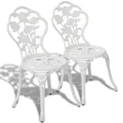 White Garden Bistro Chairs 2 Pcs Metal Patio Balcony Seat Outdoor Furniture Set