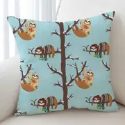 Funny Wintery Sloths Cushion Cover
